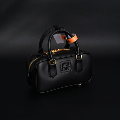 Miu Miu Black Matelassé Leather Satchel Bag – Mini Top Handle