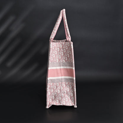 Christian Dior Large Book Tote – Pink Oblique Embroidery