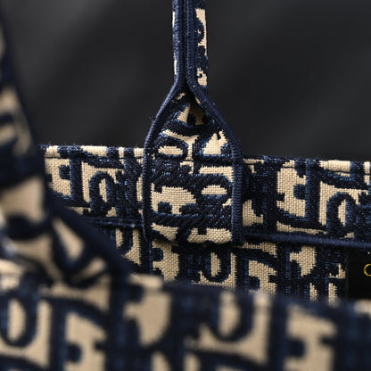 Christian Dior Large Book Tote – Blue Oblique Embroidery